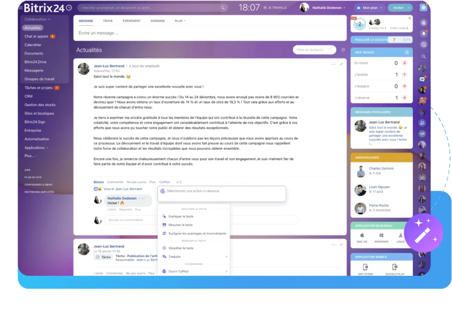 Espace de travail boosté IA